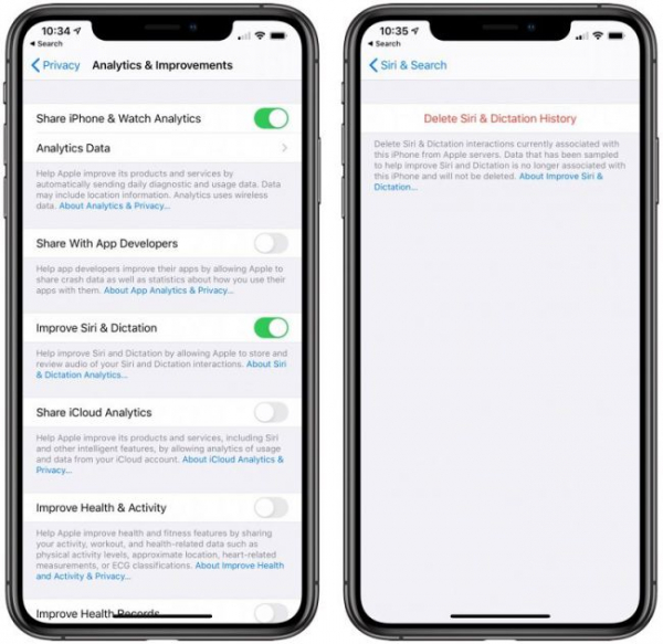 iOS 13.2: Конфиденциальность Siri, удаление истории…